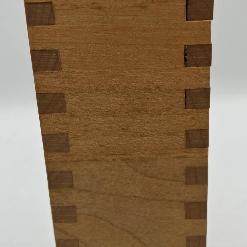 Wooden Container/Box Sculpture‎ Decor Handcrafted Finger Joints Dome Lid 8